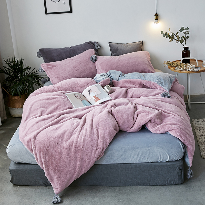 2018新款-兔兔绒四件套 1.2m床（床单三件套） 北橘