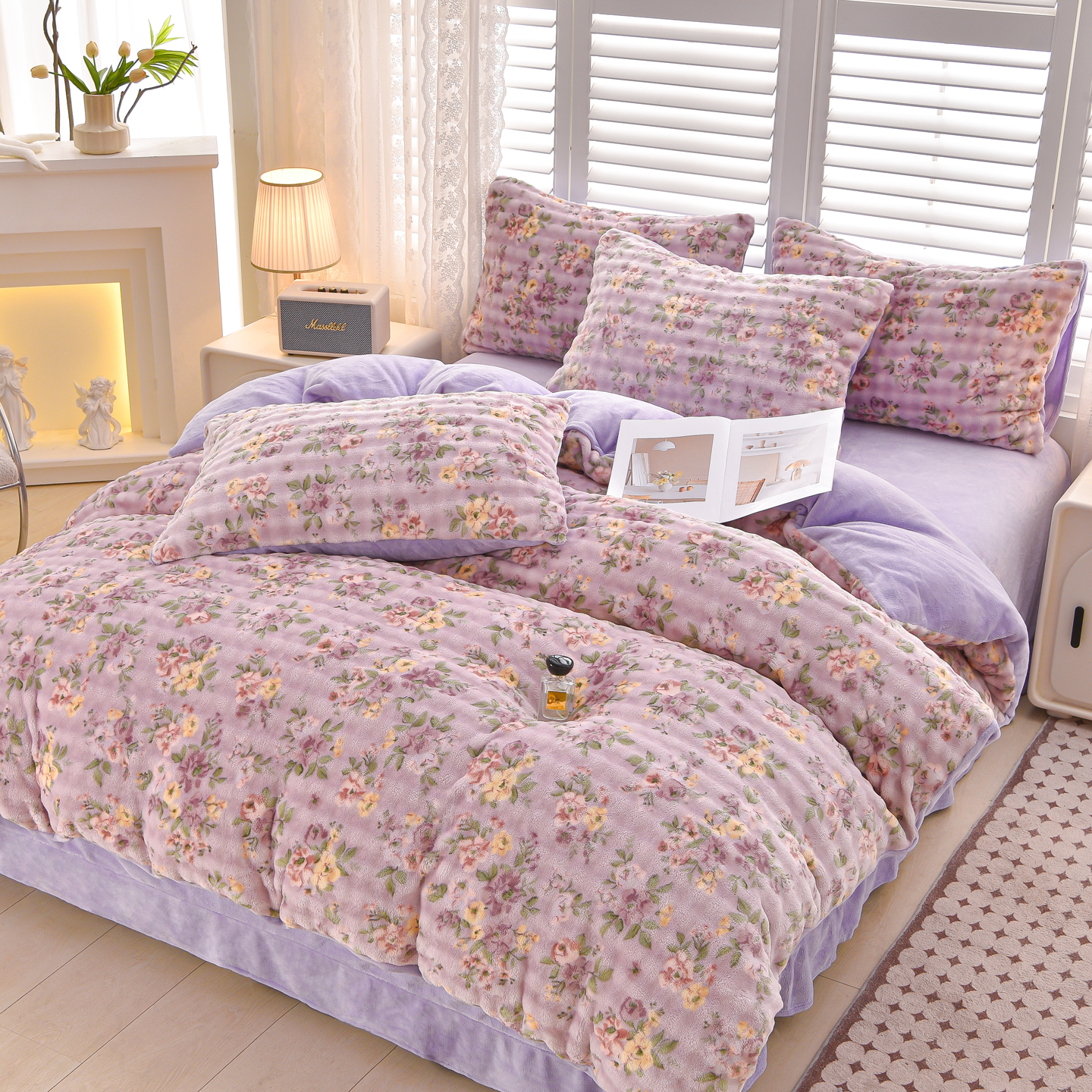 91家纺网 家纺一手货源 找家纺 （总）苏迪网销供货 2025新款牛奶绒加厚高克重A类兔毛牛奶泡泡绒四件套