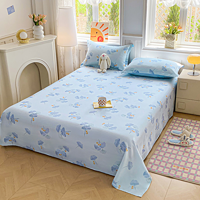 91家纺网 家纺一手货源 找家纺 禧安居 2025新款高支高密活性印染全棉印花床单单床单（支持定制尺寸） 银杏叶