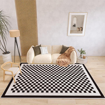 2024新款仿羊绒地毯客厅沙发房间卧室茶几毯现代轻奢法式简约黑白线条地毯