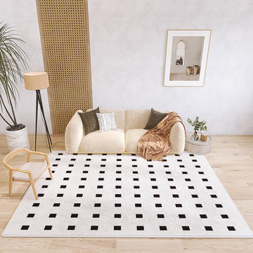 2024新款仿羊绒地毯客厅沙发房间卧室茶几毯现代轻奢法式简约黑白线条地毯