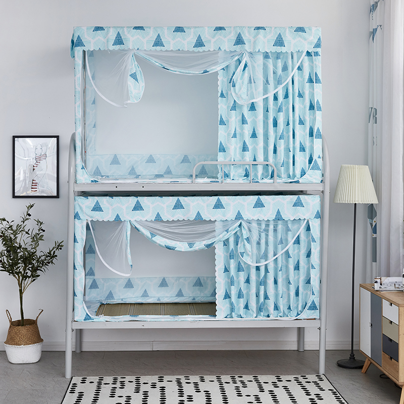2019新品-学生遮光床帘一片帘一体式蚊帐 0.9m 上铺 1小雨点1
