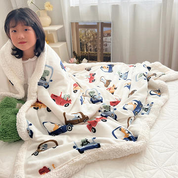 2023新款秋冬款多功能羊羔毛牛奶绒毛毯午睡毯旅行毯儿童毛毯 推车毯