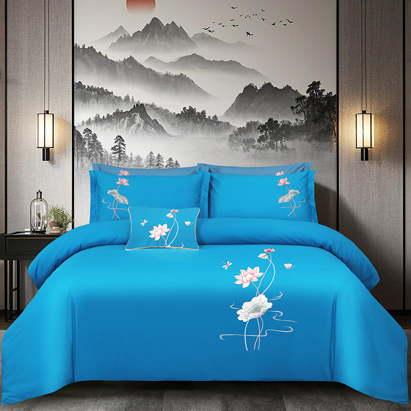 2025新款100支全棉高端刺绣中式风四件套--好运连连系列