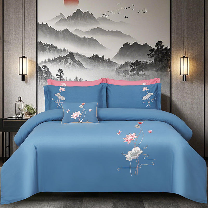 2025新款100支全棉高端刺绣中式风四件套--好运连连系列