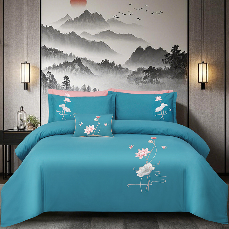 2025新款100支全棉高端刺绣中式风四件套--好运连连系列