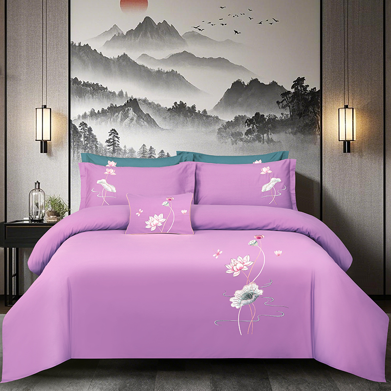 2025新款100支全棉高端刺绣中式风四件套--好运连连系列