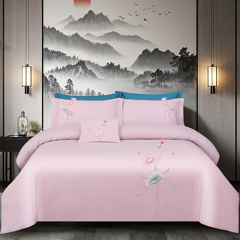 2025新款100支全棉高端刺绣中式风四件套--好运连连系列