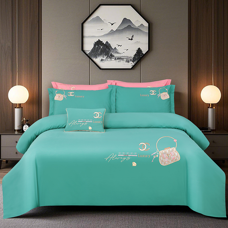 2025新款100支全棉高端刺绣中式风四件套--米尔顿系列