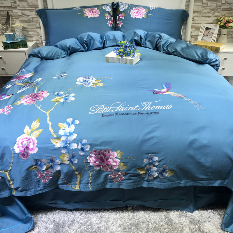 伊丝贝尼     长绒棉    花之恋  蓝灰 1.8m（6英尺）床 花之恋（蓝灰）1