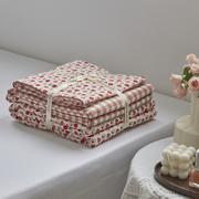 全棉水洗棉印花色织水洗棉四件套小小草莓红草莓 1.2m（4英尺）床 小小草莓
