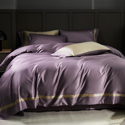 2022新款100支全棉四件套（真丝枕套）系列 1.8m床单款四件套 蝴蝶紫