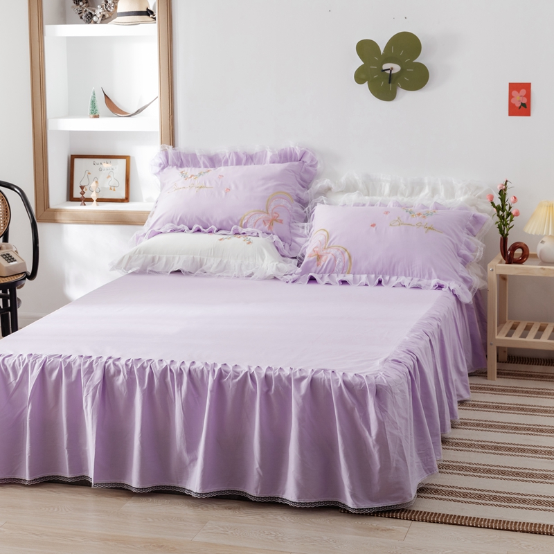 2020绣花床单款韩版四件套全棉四件套 玛奇朵 1.8m（6英尺）床 玛奇朵-紫色