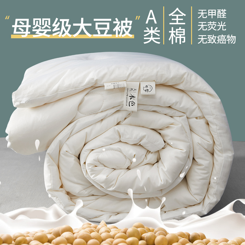 2024直播热款A类原生态全棉大豆纤维被冬被被子被芯 150x200cm（4斤） 白色