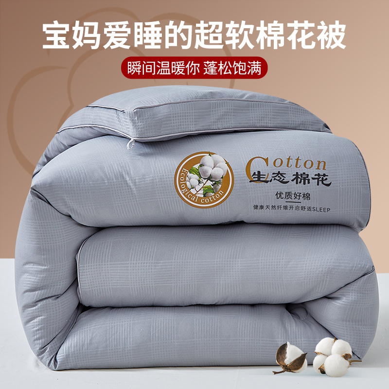 2023新款直播热款立体亲肤棉棉花被冬被 被子被芯 150x200cm 6斤 棉花被-灰色