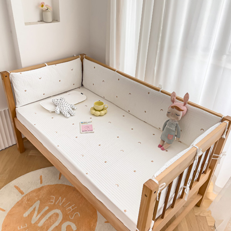 2023新款婴儿防撞床围全棉刺绣新生儿床护栏围挡可定制 56x100cm三片床围 星月