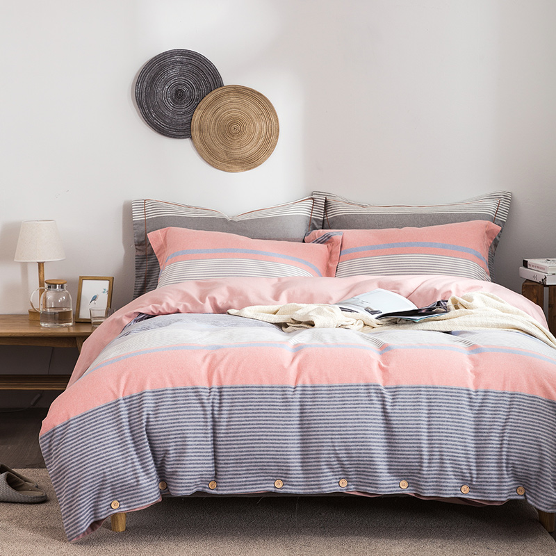 英伦条系列色织拉绒四件套