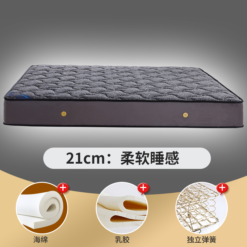2022新款弹簧床垫-M22（针织面料）顺丰/京东物流包邮 1.0m 独立弹簧+1.2棕(21cm)