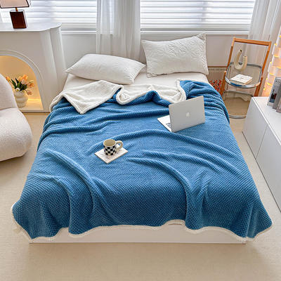 2023新款玫瑰绒毛毯夏季珊瑚绒小毯子办公室午睡毯床上用盖毯沙发毯空调毯 100x150cm 海峡蓝