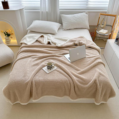 2023新款玫瑰绒毛毯夏季珊瑚绒小毯子办公室午睡毯床上用盖毯沙发毯空调毯 100x150cm 奶咖