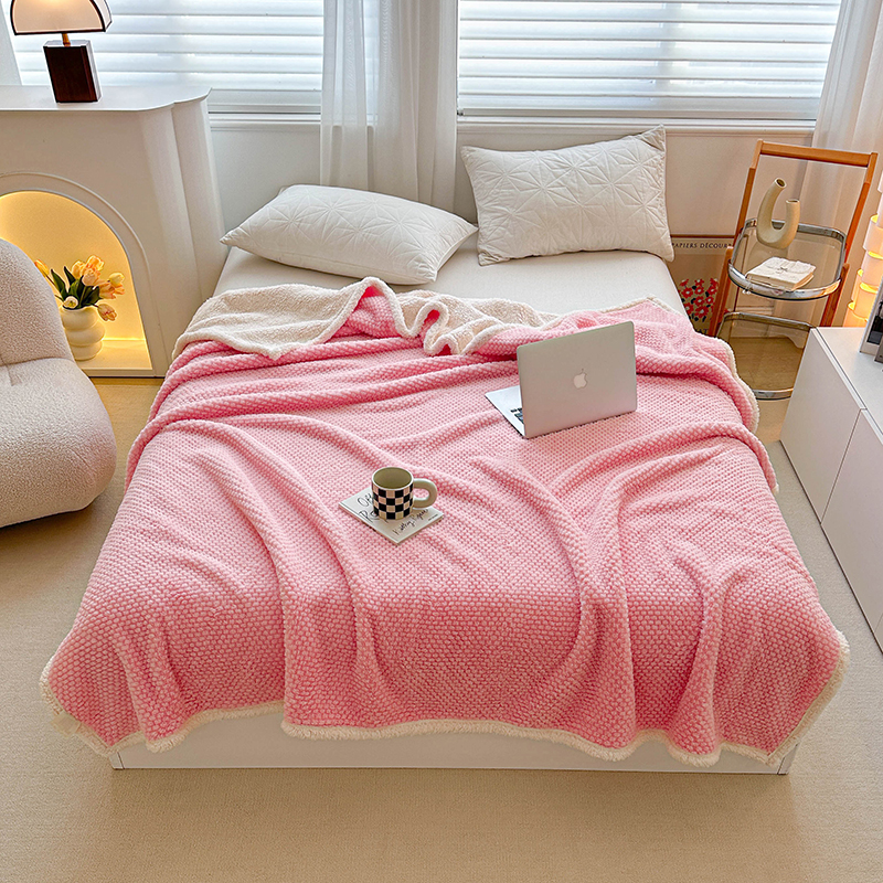 2023新款玫瑰绒毛毯夏季珊瑚绒小毯子办公室午睡毯床上用盖毯沙发毯空调毯 100x150cm 樱花粉