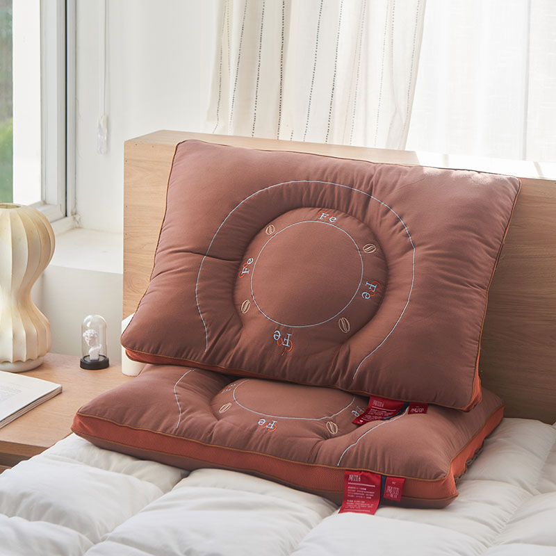 2023新款磨绒保暖咖啡碳枕头枕芯 48x74cm咖色/只