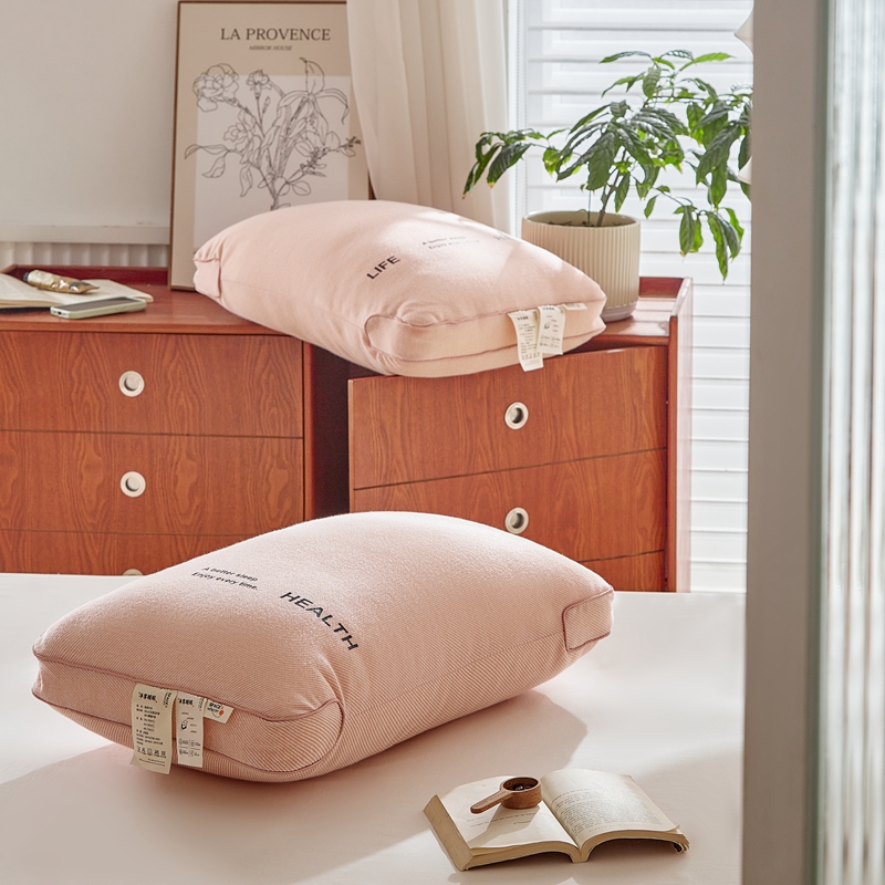 2024新款日式针织呵护枕超柔羽丝绒枕头枕芯 48*74cm低枕-粉色