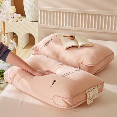 2024新款日式针织呵护枕超柔羽丝绒枕头枕芯 48*74cm中枕-粉色