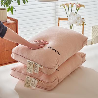 2024新款日式针织呵护枕超柔羽丝绒枕头枕芯 48*74cm高枕-粉色