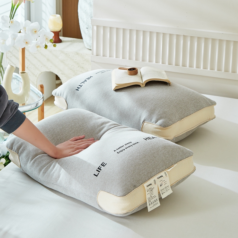 2024新款日式针织呵护枕超柔羽丝绒枕头枕芯 48*74cm中枕-灰色