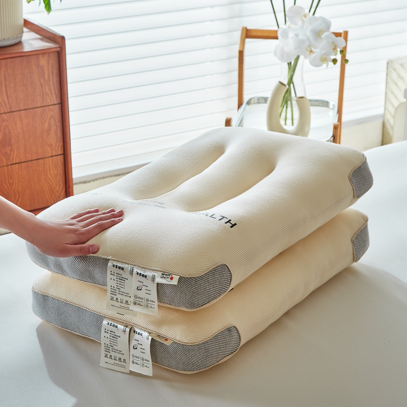 2024新款超柔针织定型枕头枕芯护颈枕 米黄色48x74cm/只900g