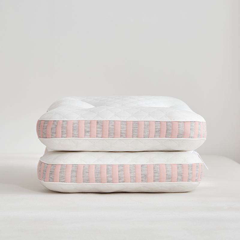 2024新款针织棉枕芯护颈椎助睡眠分区软枕抑菌家用枕头 针织棉抗菌枕-粉色低枕 900g