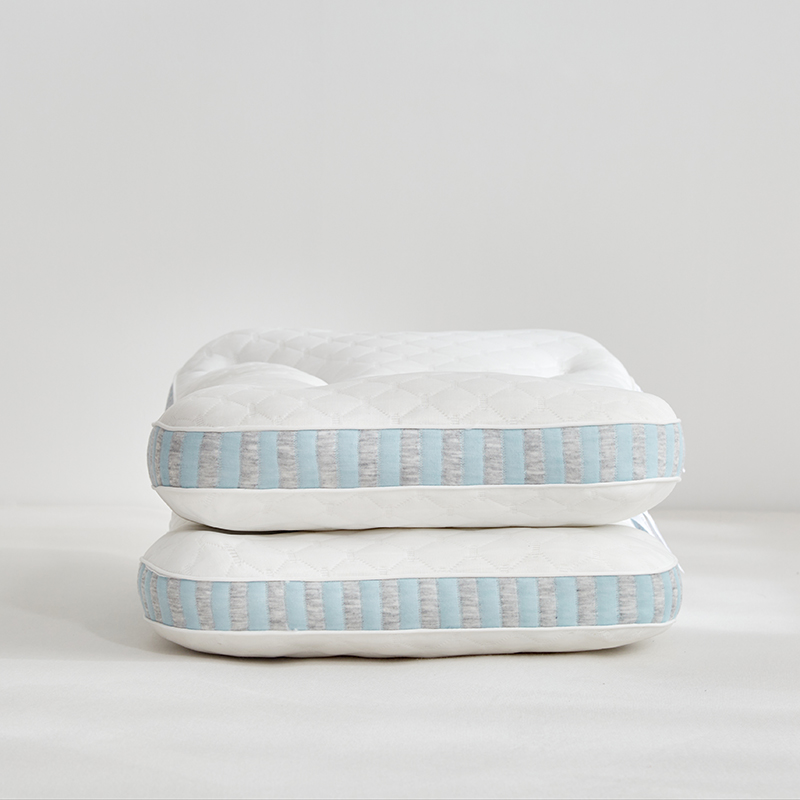 2024新款针织棉枕芯护颈椎助睡眠分区软枕抑菌家用枕头 针织棉抗菌枕-蓝色中枕1000g