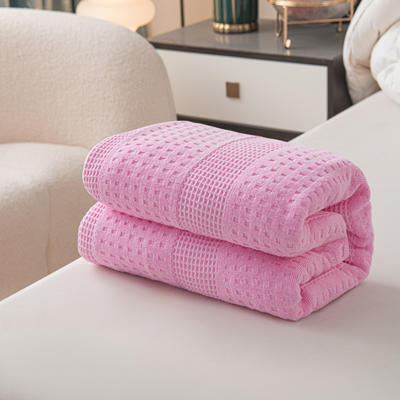 2024老式怀旧A类纯棉毛巾被 180x220cm 蜂窝粉色