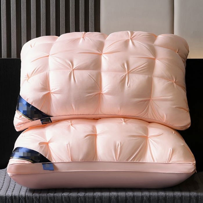 2023新款纽花枕枕头枕芯 48x74cm/只粉红色低枕