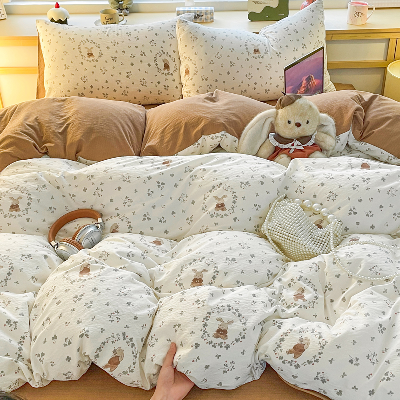 2026新款A类云感木棉新款四件套 花园兔兔