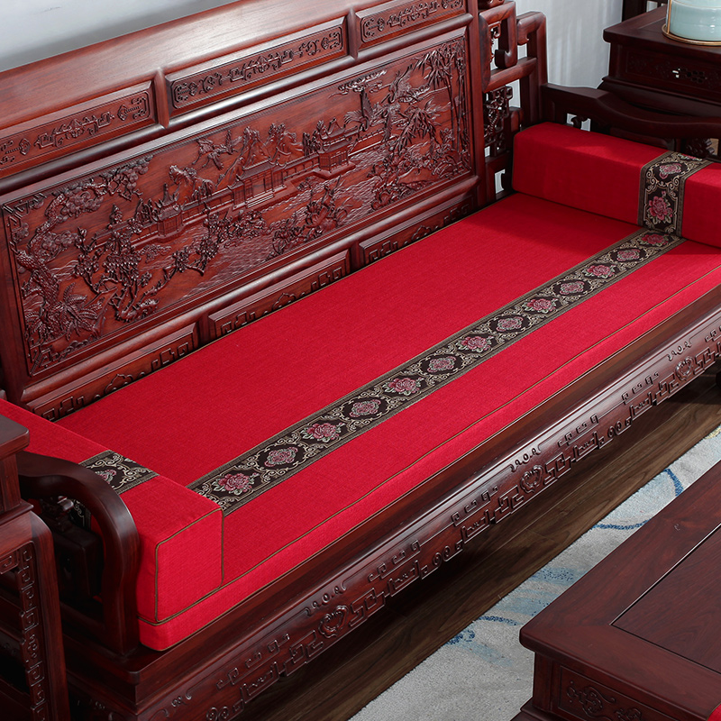 2021新款棉麻绣花织缎沙发垫抱枕靠垫 沙发垫定制 含芯4cm/平方 玫瑰花语 红色