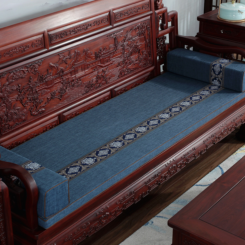 2021新款棉麻绣花织缎沙发垫抱枕靠垫 沙发垫定制 含芯4cm/平方 玫瑰花语 蓝色