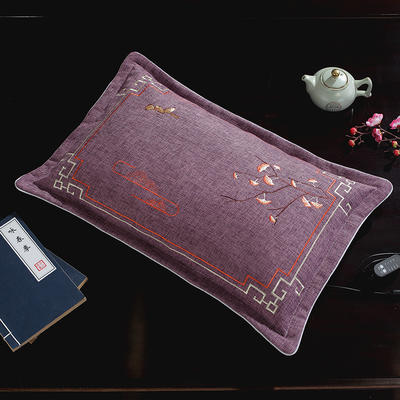 2022新款竹节麻磁疗枕乳胶枕荞麦枕头枕芯枕套 紫色