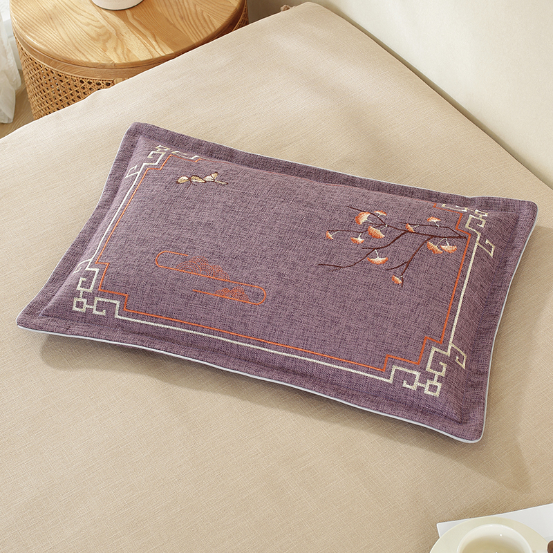 2023新款棉麻枕头荞麦枕颈椎枕头枕芯 38*58cm/只 高贵紫