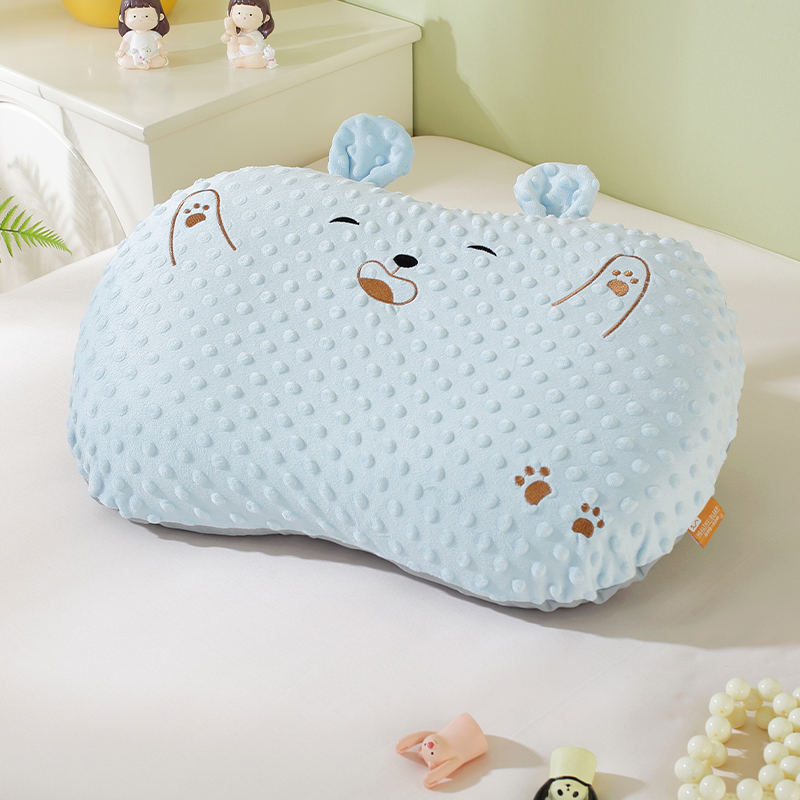 2023新款猫肚枕豆豆绒枕头儿童定型枕幼儿园学生枕头枕芯 抱抱熊35*55cm兰