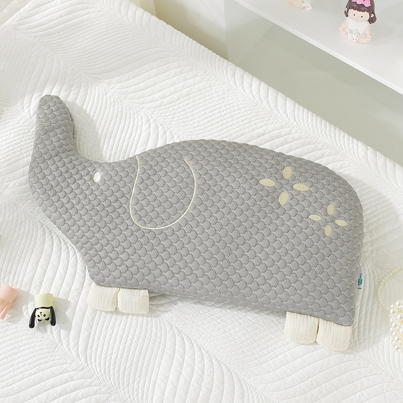 2024新款婴儿枕头凉感丝荞麦枕凉豆豆卡通小象枕头枕芯 57x37cm 大象 灰