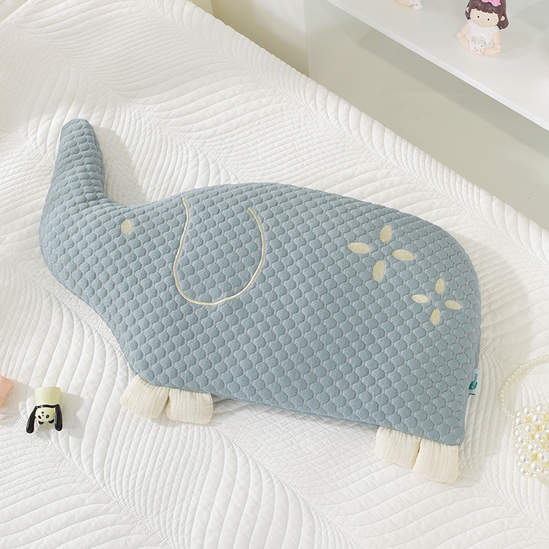2024新款婴儿枕头凉感丝荞麦枕凉豆豆卡通小象枕头枕芯 57x37cm 大象 兰