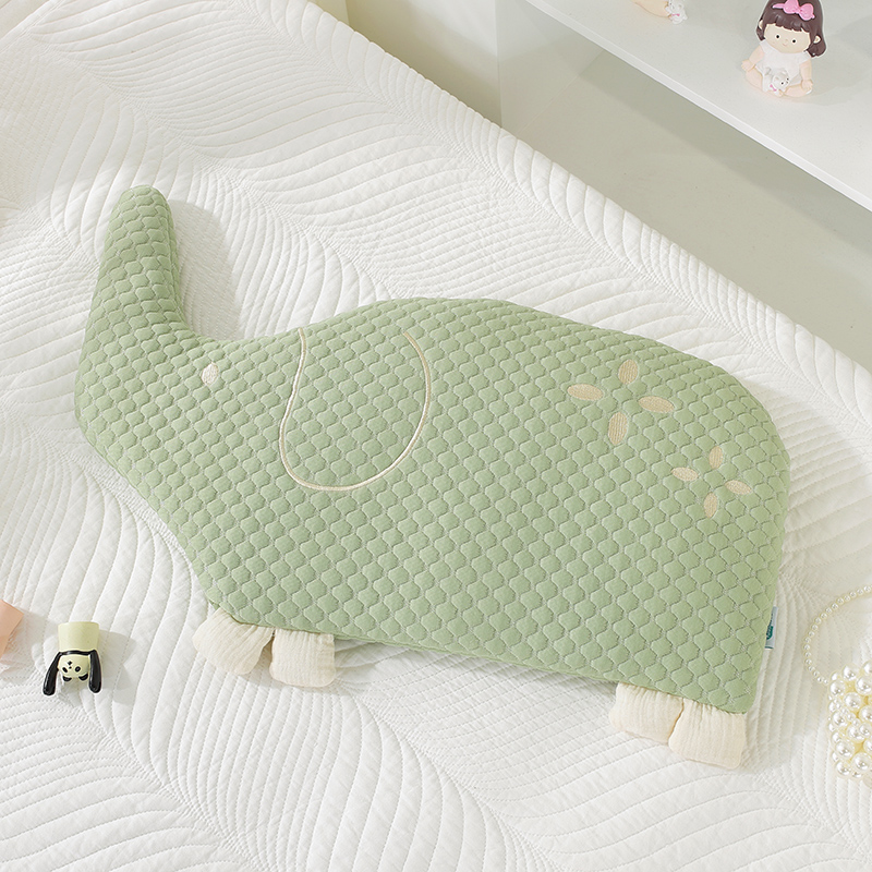 2024新款婴儿枕头凉感丝荞麦枕凉豆豆卡通小象枕头枕芯 57x37cm 大象 绿