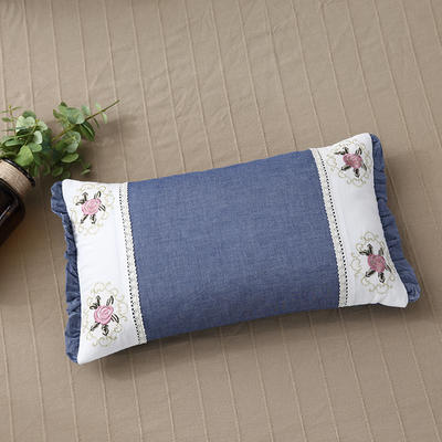 2021新款 全面绣花荞麦枕枕头枕芯 孔雀蓝