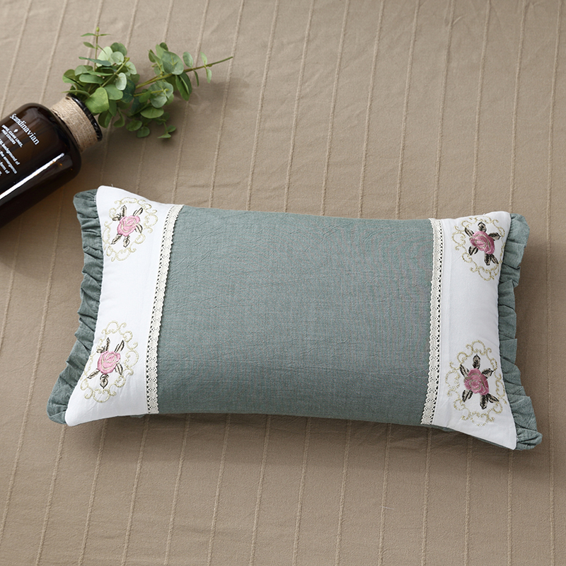 2021新款 全面绣花荞麦枕枕头枕芯 绿荷