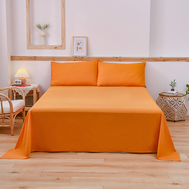 良品纯棉水洗棉床单单件全棉宿舍单人床被单儿童夏季双人 160*230cm 橙桔