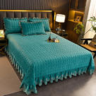 2023新款纯色水晶绒刺绣花边床盖三件套 床盖单件(190*245cm) 典雅绿