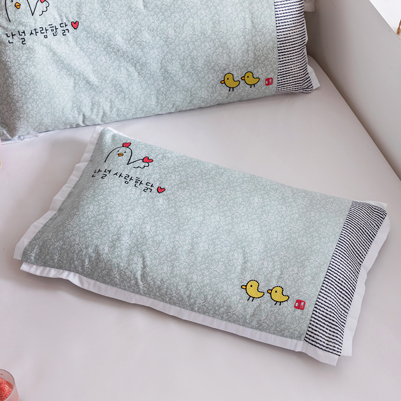 2021新款TPE软管枕幼儿园小学生卡通枕头可水洗抗菌枕芯 30*58cm小鸡绿