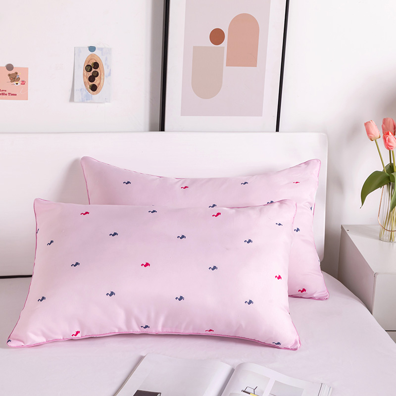 新款7d纤维枕头保健枕芯 42*72cm粉色天鹅